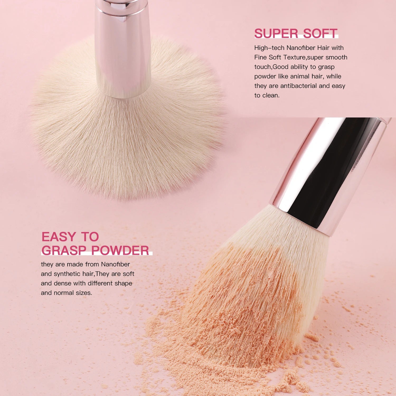 BEILI Make-up-Pinsel-Set – Natürliche Ziegenhaarpinsel für Foundation, Pulver & Lidschatten