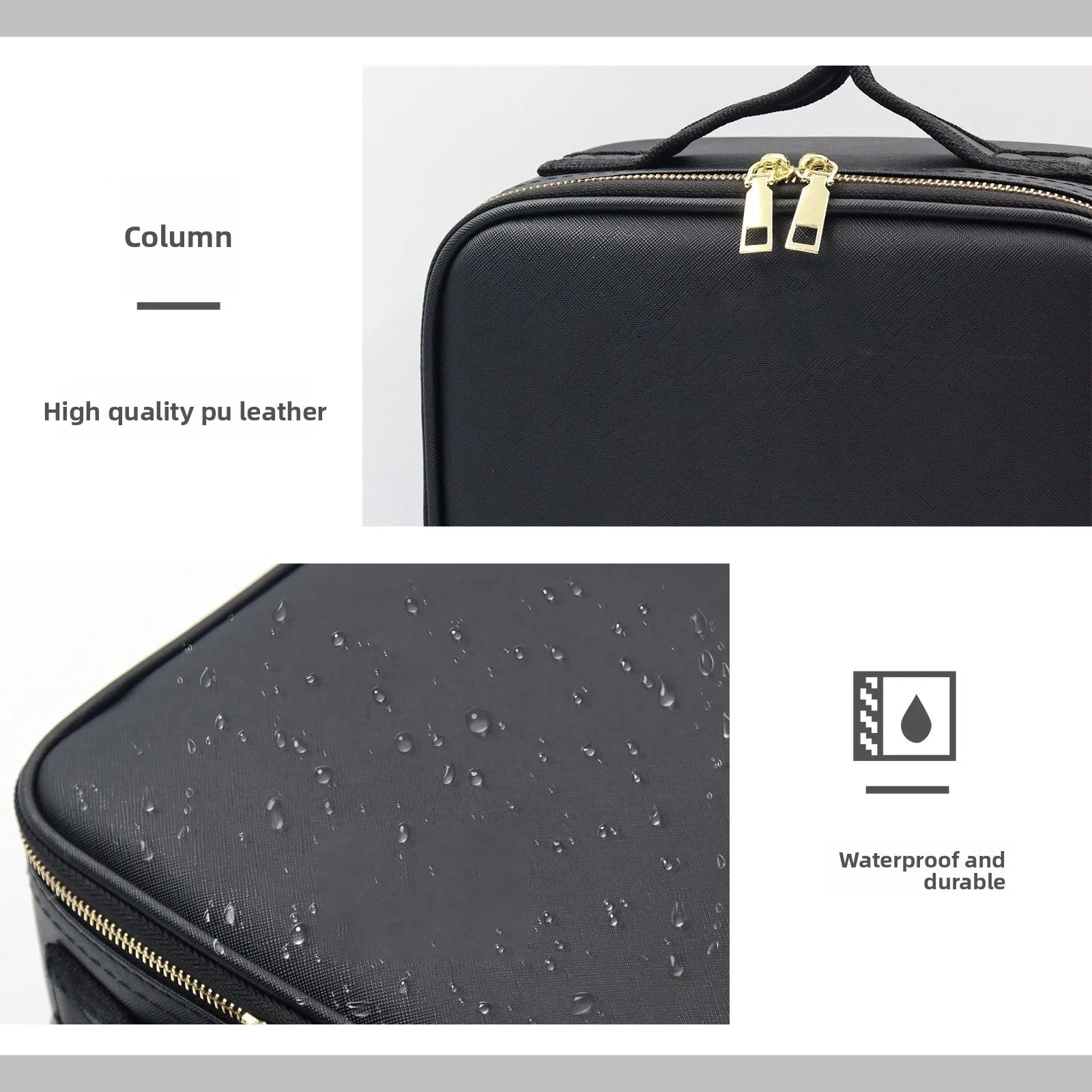 Make-up-Tasche mit großem Fassungsvermögen und LED-Spiegel, professioneller Aufbewahrungsorganisator für Make-up-Künstler, wasserdichte Kosmetiktasche aus PU-Material