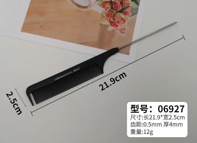 Professioneller Edelstahl-Stilkamm – Präzisions-Stylingkamm mit feinen Zähnen für Friseure & Barber