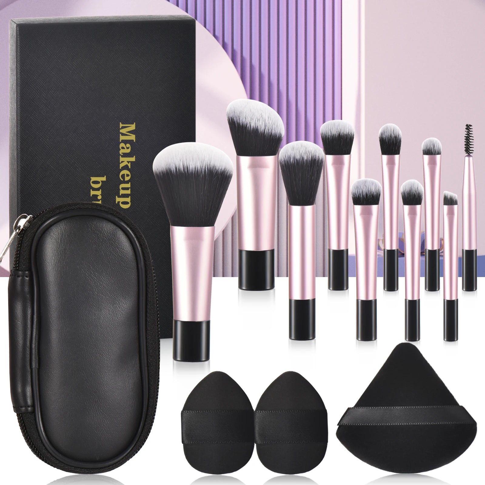 10-teiliges Mini-Make-up-Pinsel-Set – Tragbares Set für Reisen