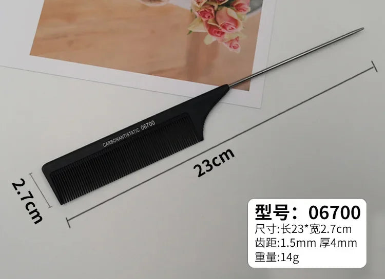 Professioneller Edelstahl-Stilkamm – Präzisions-Stylingkamm mit feinen Zähnen für Friseure & Barber