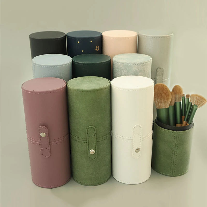Make-up-Pinsel-Eimer aus PU-Leder – Tragbare, Staub- & Wasserdichte Kosmetiktasche
