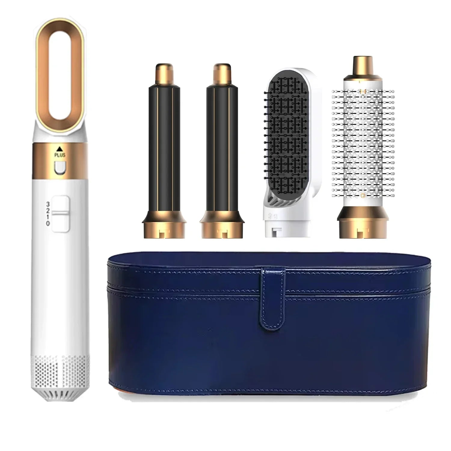 5-in-1-Haartrockner und Heißluftkammbürste mit Lockenstab, Haarglätter zum schnellen Trocknen von Locken und Glätten