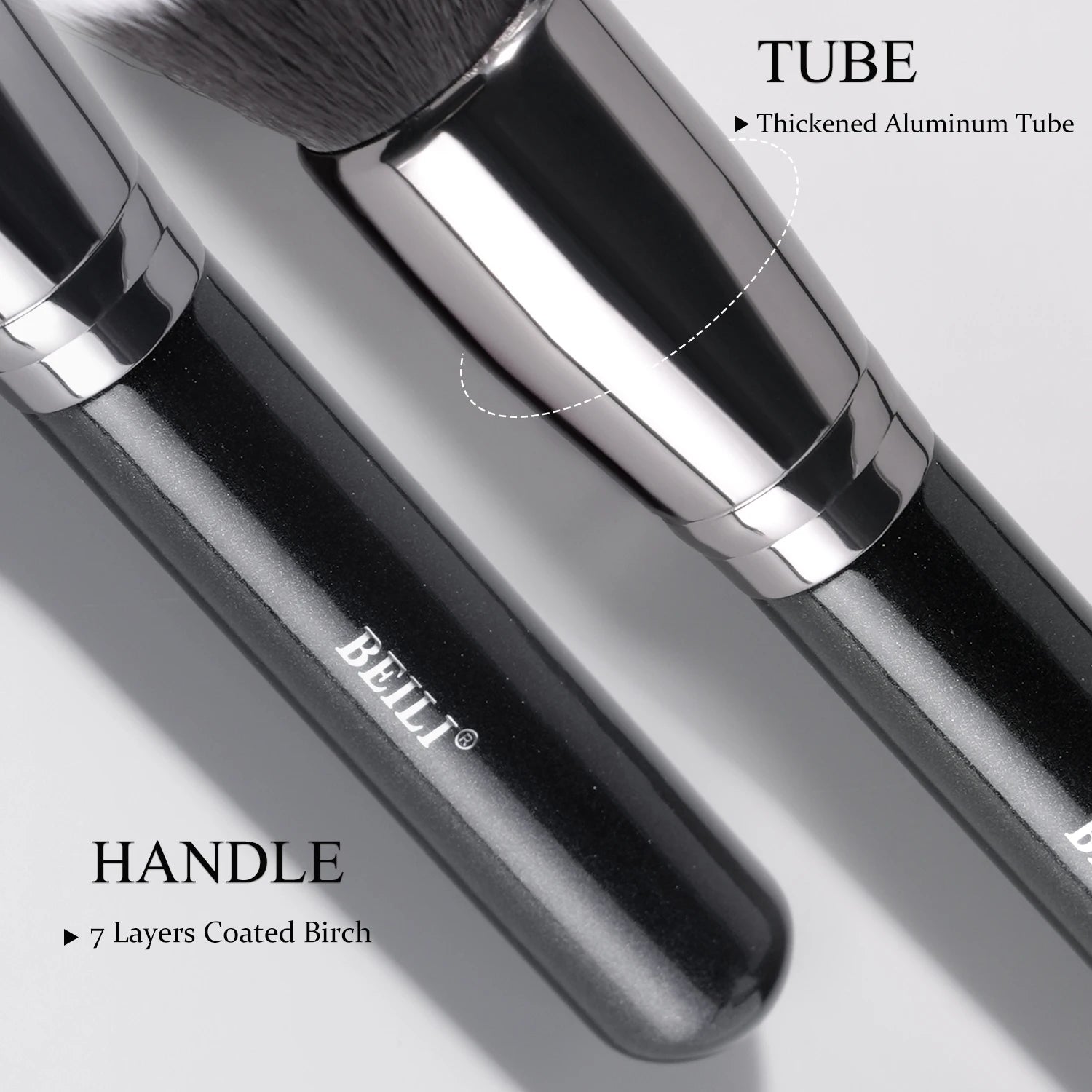 BEILI Profi Make-up-Pinsel-Set – Schwarze Synthetikpinsel für Foundation, Rouge & Lidschatten