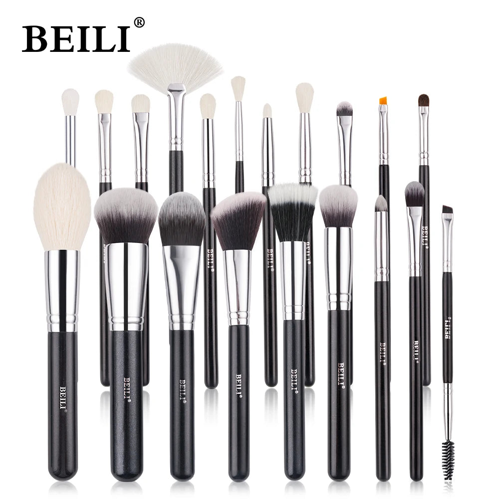 BEILI Make-up-Pinsel-Set – Natürliche Ziegenhaarpinsel für Foundation, Pulver & Lidschatten