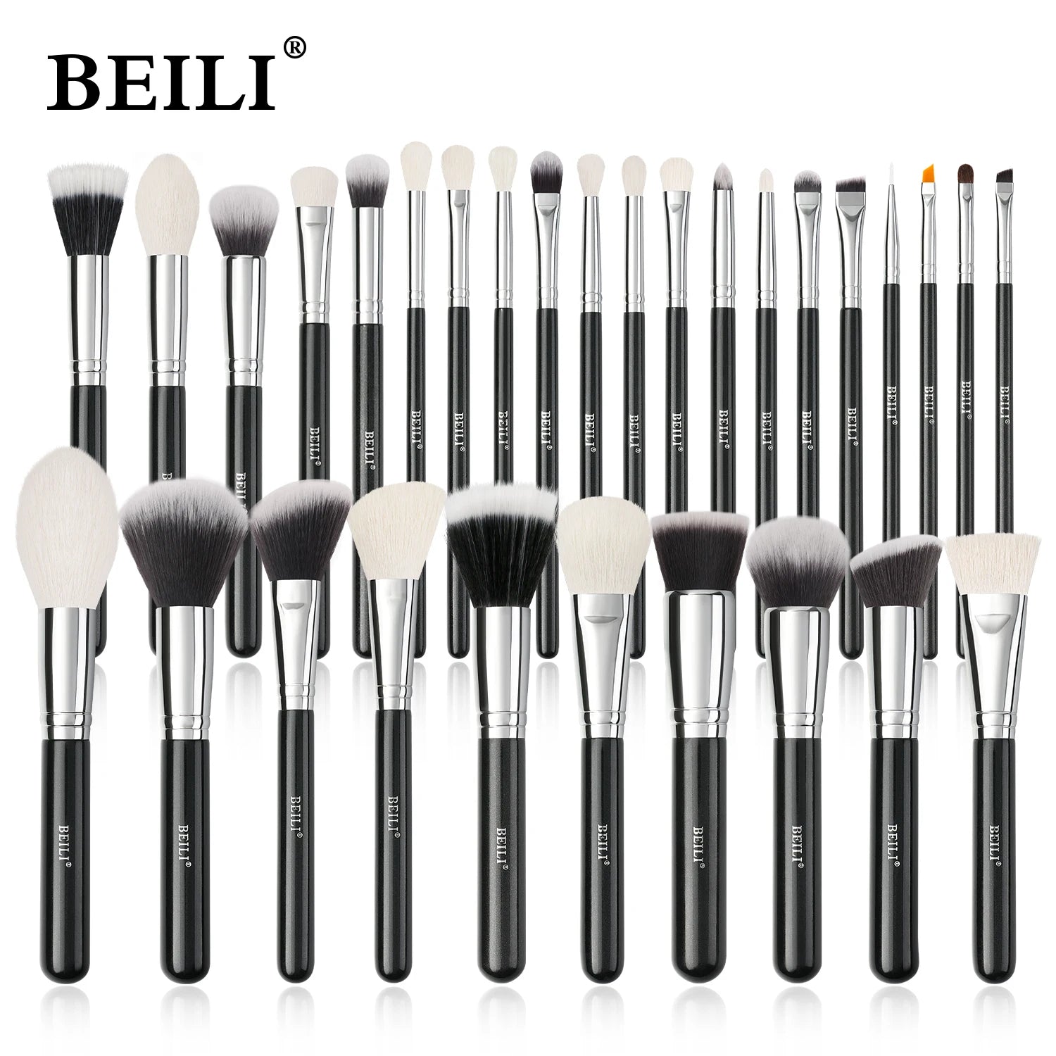 BEILI Make-up-Pinsel-Set – Natürliche Ziegenhaarpinsel für Foundation, Pulver & Lidschatten