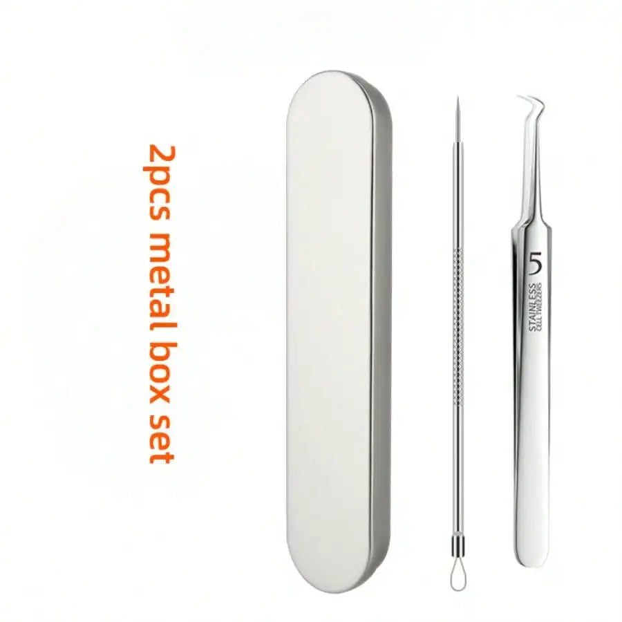 Edelstahl Mitesserentfernungs-Set – Pinzetten und Akne-Werkzeuge für Gesichtspflege