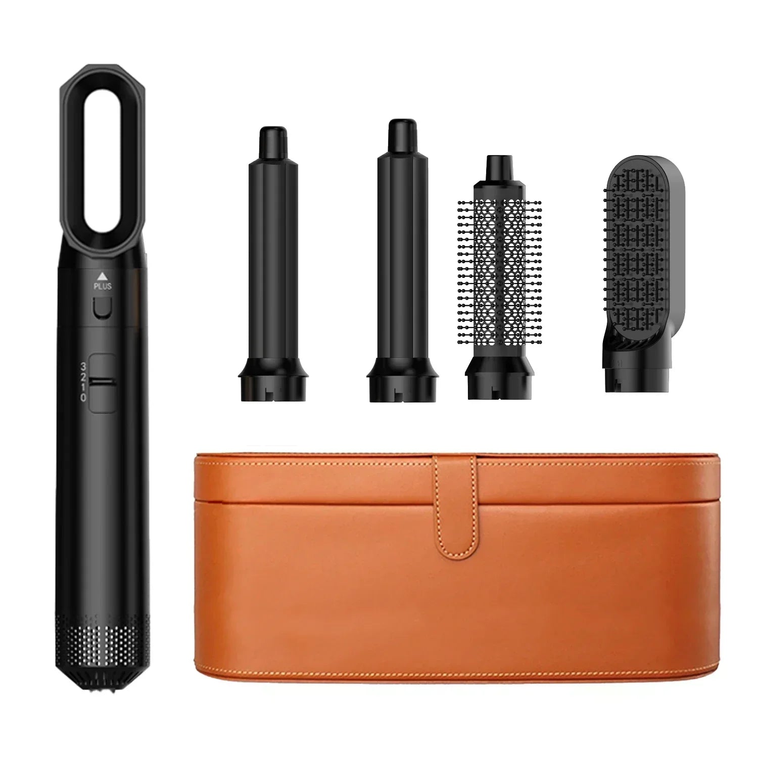 5-in-1-Haartrockner und Heißluftkammbürste mit Lockenstab, Haarglätter zum schnellen Trocknen von Locken und Glätten