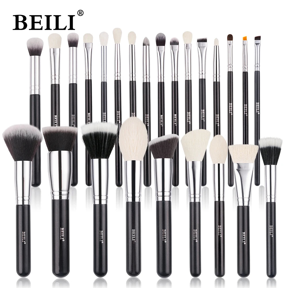 BEILI Make-up-Pinsel-Set – Natürliche Ziegenhaarpinsel für Foundation, Pulver & Lidschatten