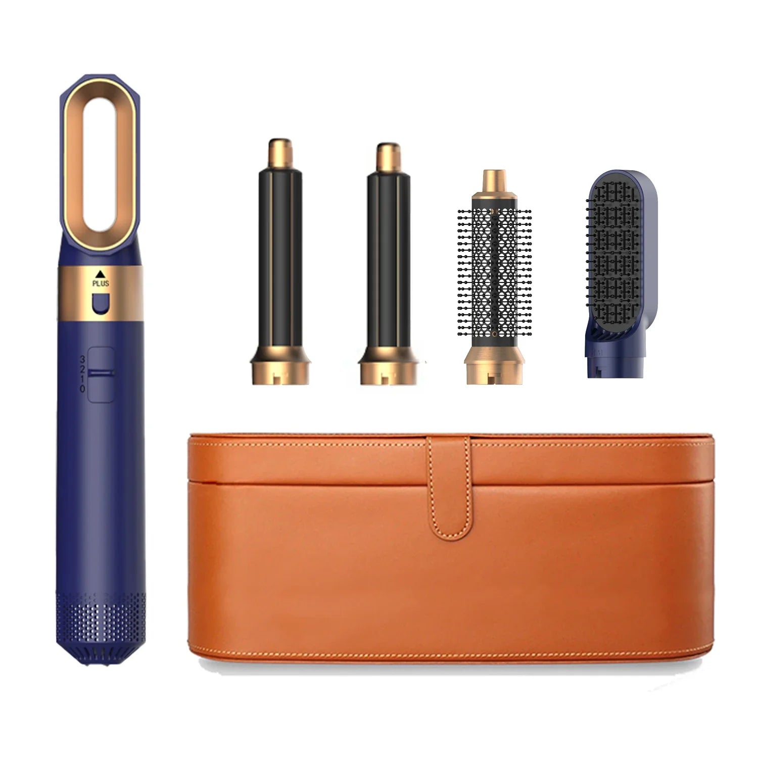 5-in-1-Haartrockner und Heißluftkammbürste mit Lockenstab, Haarglätter zum schnellen Trocknen von Locken und Glätten