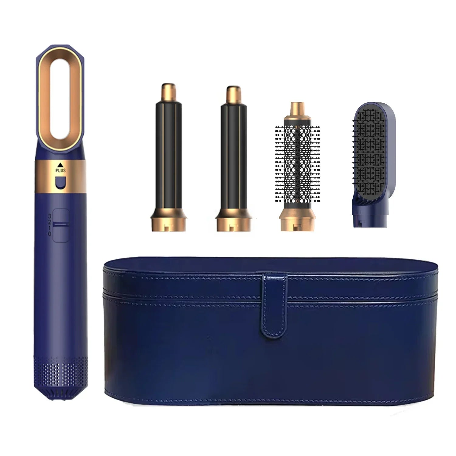 5-in-1-Haartrockner und Heißluftkammbürste mit Lockenstab, Haarglätter zum schnellen Trocknen von Locken und Glätten