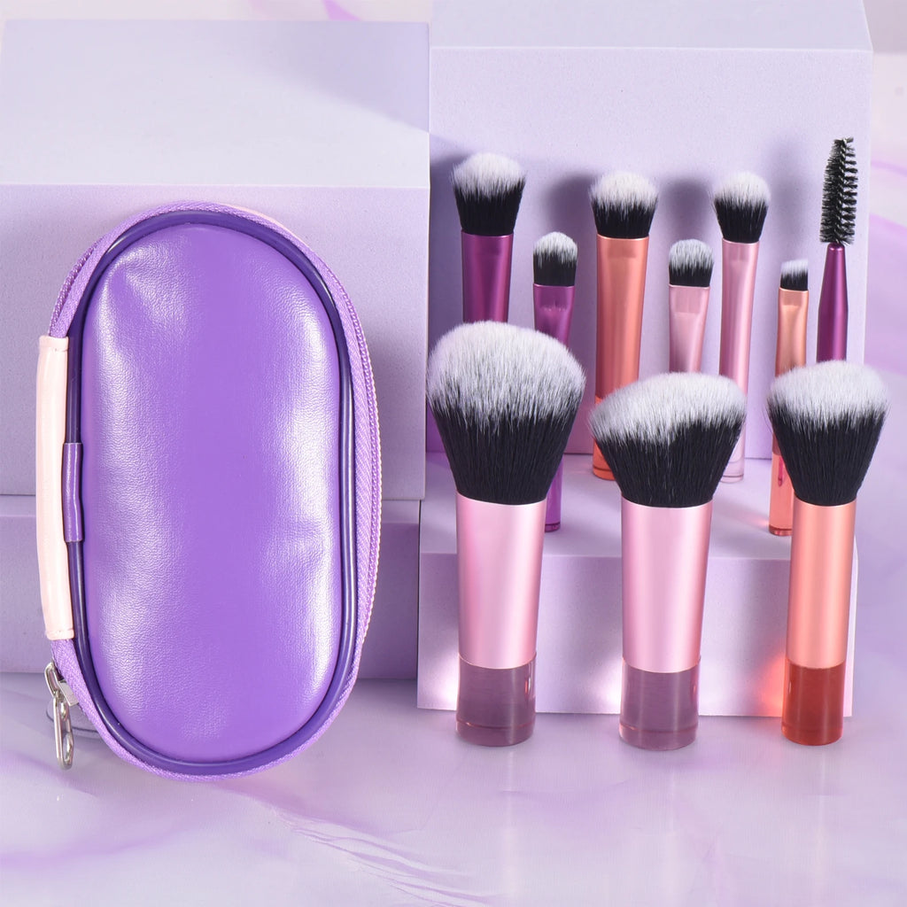 10-teiliges Mini-Make-up-Pinsel-Set – Tragbares Set für Reisen